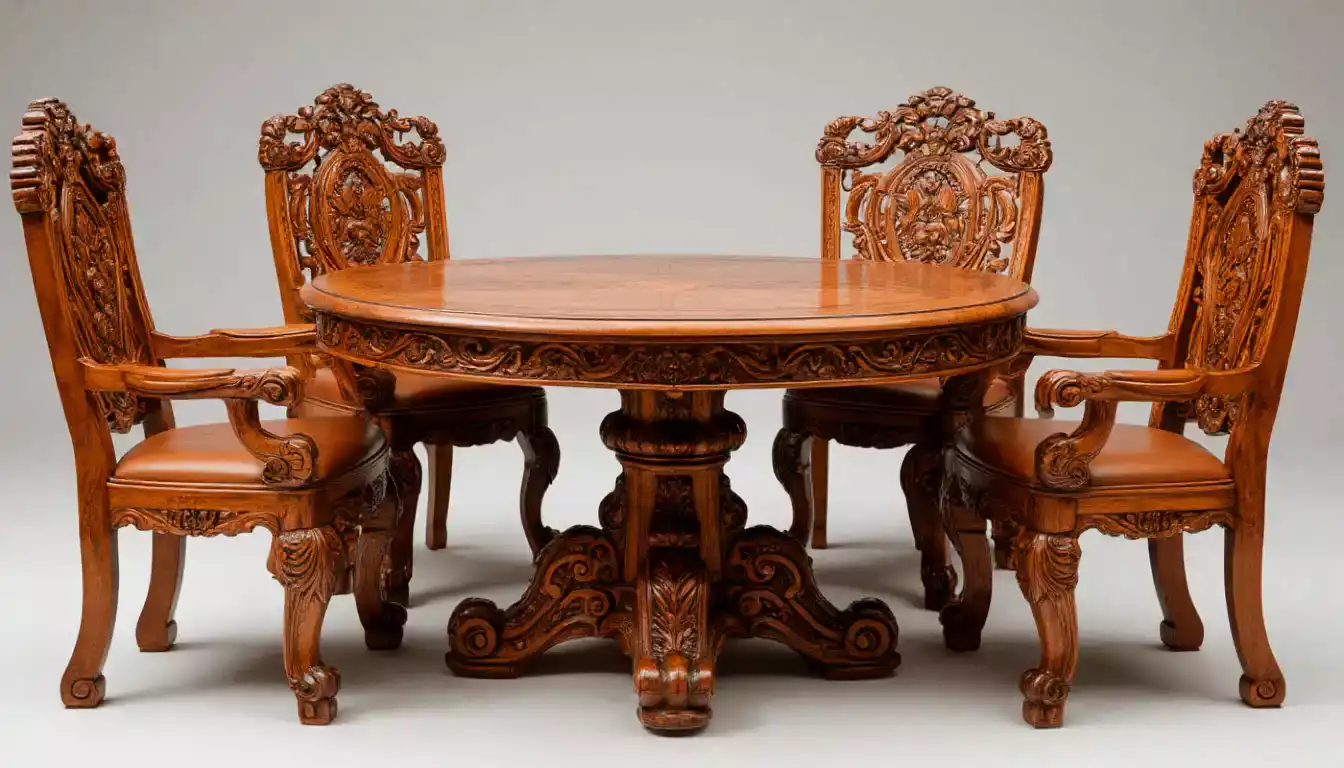 Medium brown sheesham wood table with lighter streaks balancing strength and workability perfect for mid range budgets at three thousand rupees per foot