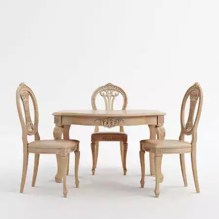 Complete six seater teak dining set with matching table and chairs featuring consistent lotus pattern saving sixteen thousand rupees compared to separate purchase